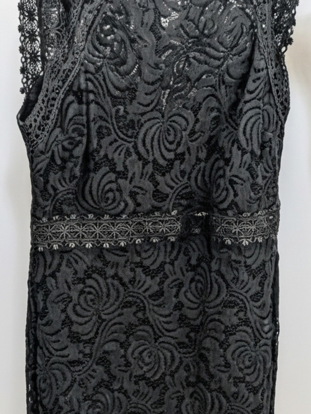Bisou Bisou Black Lace Overlay Sheath Midi Dress Size 10 - Picture 4 of 6